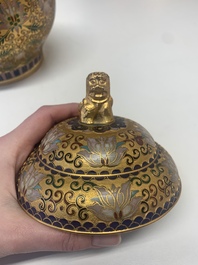 Four pairs of Chinese cloisonn&eacute; vases, 20th C.