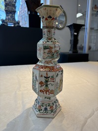 A Chinese wucai jar and cover, a famille verte vase, a dish and three plates, Kangxi