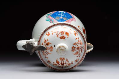 A massive Chinese famille rose armorial ewer with the arms of Faverolles for the French market, Qianlong, ca. 1765