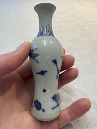 A pair of Chinese powder-blue vases and a blue and white 'Hatcher Cargo' vase, Transitional period
