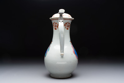 A massive Chinese famille rose armorial ewer with the arms of Faverolles for the French market, Qianlong, ca. 1765