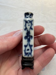 Four Chinese famille rose and verte snuff bottles, dragon and Qianlong marks, 19th C.
