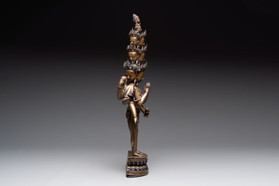 A large Nepalese copper alloy Avalokiteshvara, 19/20th C.