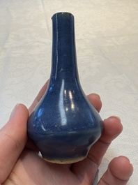 A pair of Chinese powder-blue vases and a blue and white 'Hatcher Cargo' vase, Transitional period