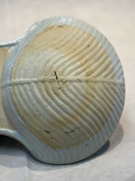 Three Chinese famille verte and Imari-style shell-form dishes, Kangxi