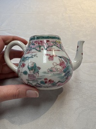 A pair of Chinese famille rose teapots and covers, Yongzheng