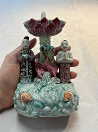 A Chinese famille rose two-piece group of Doumu 斗母 and attendants, Republic
