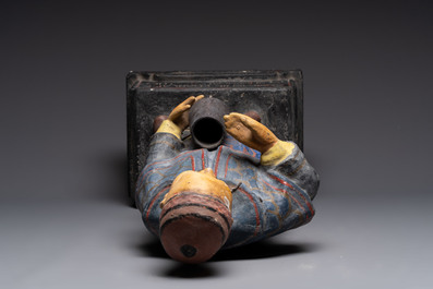 A French papier-m&acirc;ch&eacute; figure of a mandarin, inscribed 'Compagnie Fran&ccedil;aise Des Chocolats et Des Th&eacute;s', 20th C.