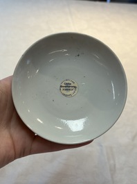 A rare Chinese polychrome orange-ground Bencharong 'Thepphanom' bowl and cover for the Thai market, 19th C.