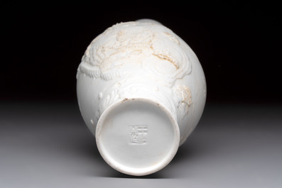 A Chinese 'mountainous landscape' biscuit vase, Wang Bing Rong 王炳荣 mark, Republic