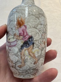 A Chinese famille rose and grisaille 'Zhongkui' vase, Daoguang mark, 20th C.
