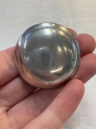 A Chinese famille verte square flask with a silver cover, Kangxi