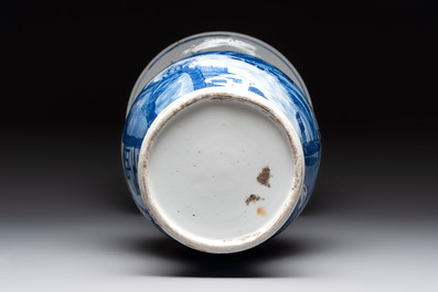 A Chinese blue and white 'riverscape' 'yenyen' vase, 19th C.