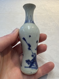A pair of Chinese powder-blue vases and a blue and white 'Hatcher Cargo' vase, Transitional period