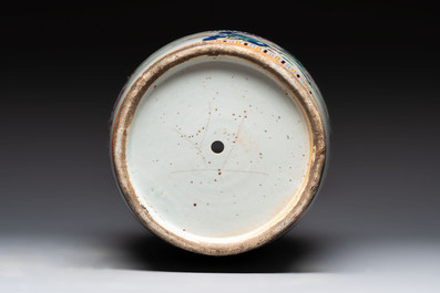 A Chinese famille rose vase and two Canton famille rose vases, 19/20th C.