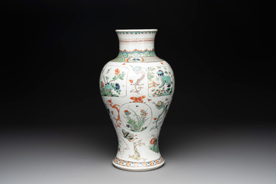 A fine Chinese famille verte 'mythical creatures' vase, Kangxi
