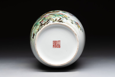 A Chinese famille rose 'birds among flowering branches' vase, Qianlong mark, Republic