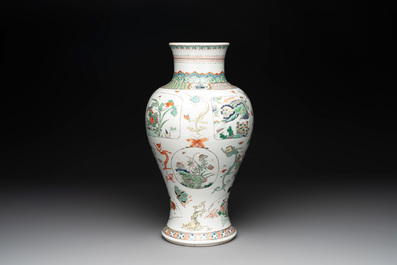 A fine Chinese famille verte 'mythical creatures' vase, Kangxi
