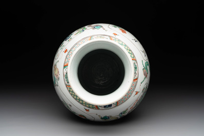 A fine Chinese famille verte 'mythical creatures' vase, Kangxi