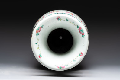 A Chinese famille rose vase and two Canton famille rose vases, 19/20th C.