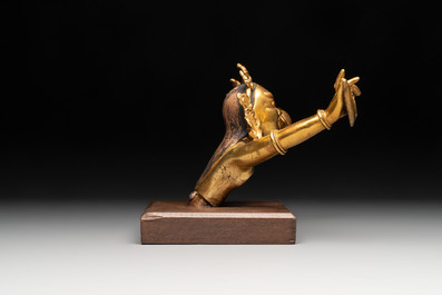 A Sino-Tibetan gilt-bronze Mahakala on stand, a Tibetan Vajradhaka and a Hayagriva, 19/20th C.