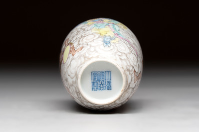 A Chinese famille rose and grisaille 'Zhongkui' vase, Daoguang mark, 20th C.