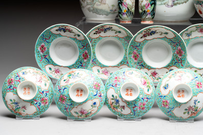 A group of 17 Chinese famille rose wares, Guangxu, Jiangxi Chupin 江西出品, Xu Fumao 徐福茂 marks, 19/20th C.