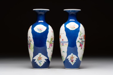 Five Chinese famille rose vases, Kangxi, Qianlong and Ju Ren Tang 居仁堂 mark, 19/20th C.