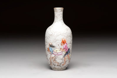A Chinese famille rose and grisaille 'Zhongkui' vase, Daoguang mark, 20th C.