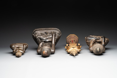 A group of four Thai bronze Buddha figures, 19th C.