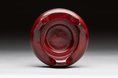 A Chinese 'snowscape' eggshell bowl on wooden stand, Qianlong mark, Republic