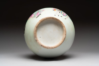 A Chinese famille rose vase with narrative design, Republic