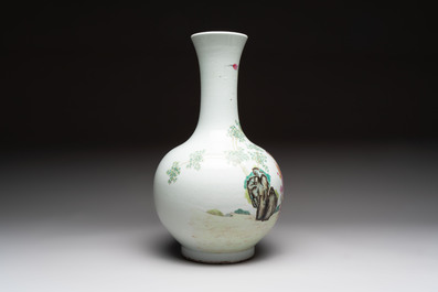 A Chinese famille rose vase with narrative design, Republic
