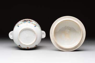 A Chinese famille rose armorial sugar pot with the arms of Van Beeftingh for the Dutch market, Qianlong