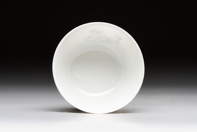 A Chinese grisaille 'Haarlem, Leersum and Liesveld' cup and saucer, Qianlong