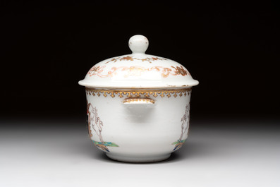A Chinese famille rose armorial sugar pot with the arms of Van Beeftingh for the Dutch market, Qianlong