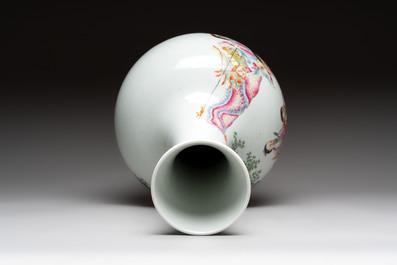 A Chinese famille rose vase with narrative design, Republic