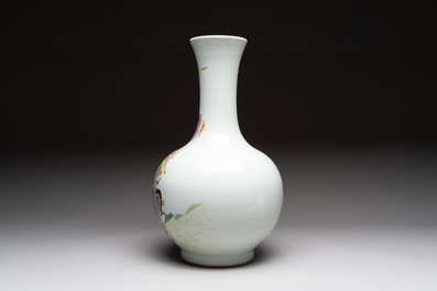 A Chinese famille rose vase with narrative design, Republic