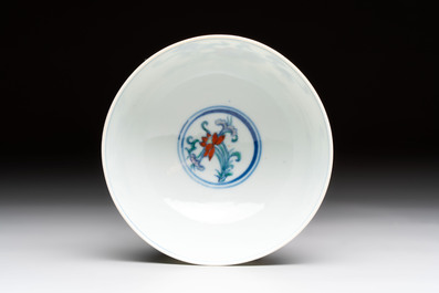 A Chinese doucai bowl with floral design, Wen Tang Ya Zhi 文棠雅制 mark, Daoguang