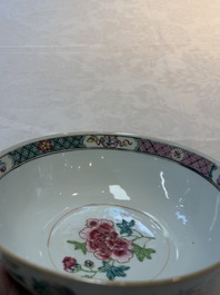 Two Chinese famille rose bowls with flowers and geese, Qianlong