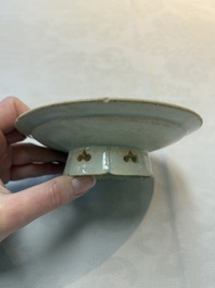 A Chinese qingbai lobed cup and stand, Song