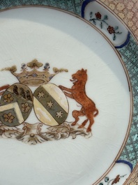 A Chinese armorial soup plate with the coat of alliance of Boudaen Courten and Boudaert for the Dutch market, Yongzheng, ca. 1733-1735