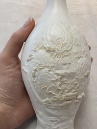 A Chinese 'mountainous landscape' biscuit vase, Wang Bing Rong 王炳荣 mark, Republic