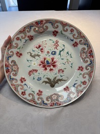 A Chinese famille rose dish with floral design, Qianlong