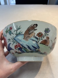 Two Chinese famille rose bowls with flowers and geese, Qianlong