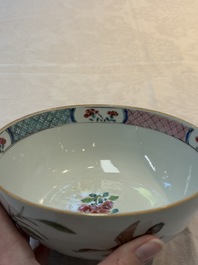 Two Chinese famille rose bowls with flowers and geese, Qianlong