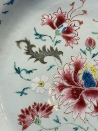 A Chinese famille rose dish with floral design, Qianlong