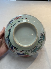 Two Chinese famille rose bowls with flowers and geese, Qianlong