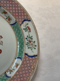 A Chinese famille rose armorial soup plate with the arms of Mellot for the Dutch market, Yongzheng, ca. 1733-1735