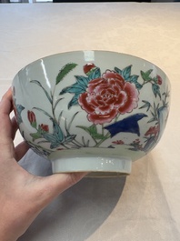 Two Chinese famille rose bowls with flowers and geese, Qianlong
